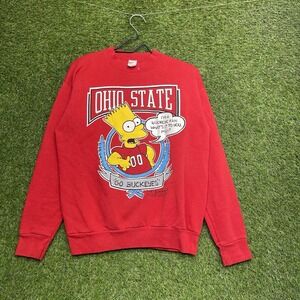 Vintage 90s Ohio State Bart Simpson Sweatshirt Mens Large Buckeyes OSU Crewneck